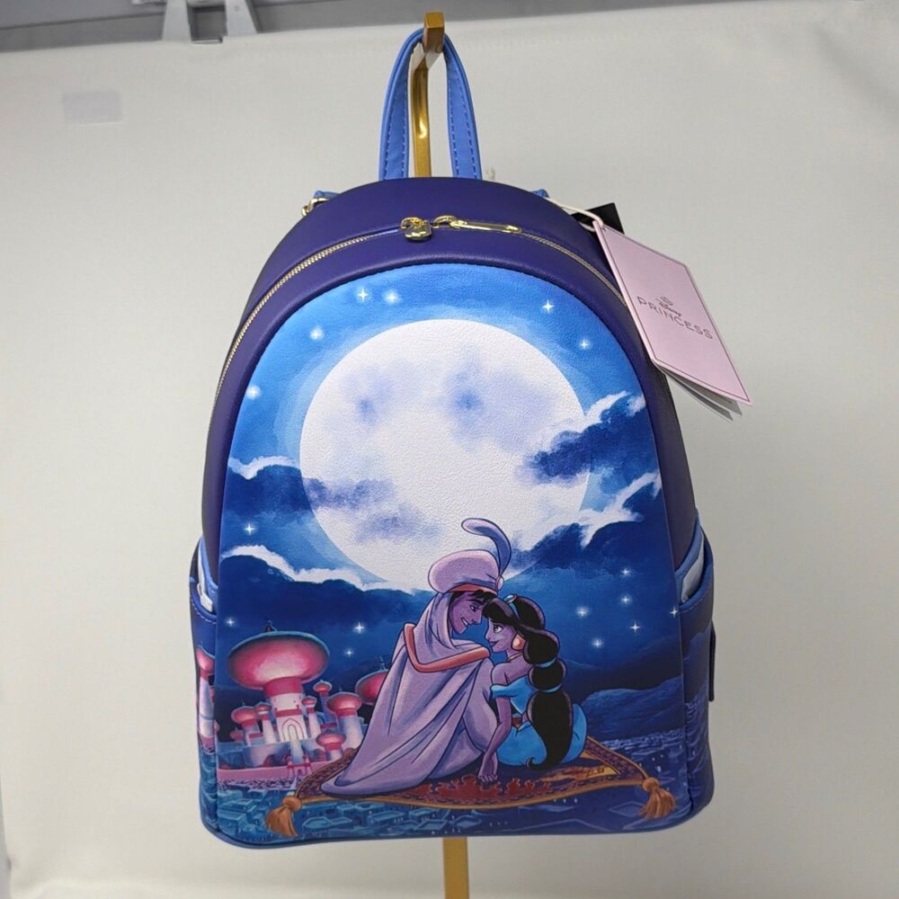 Disney Loungefly Aladdin Jasmine Moonlight Magic Carpet Mini Backpack NWT Purple